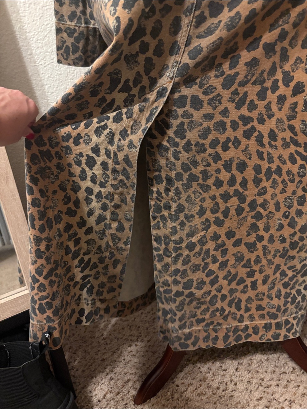 We The Free Monique Cheetah Denim Duster Jacket Size Large NWOT MSRP $228 - Picture 9 of 12